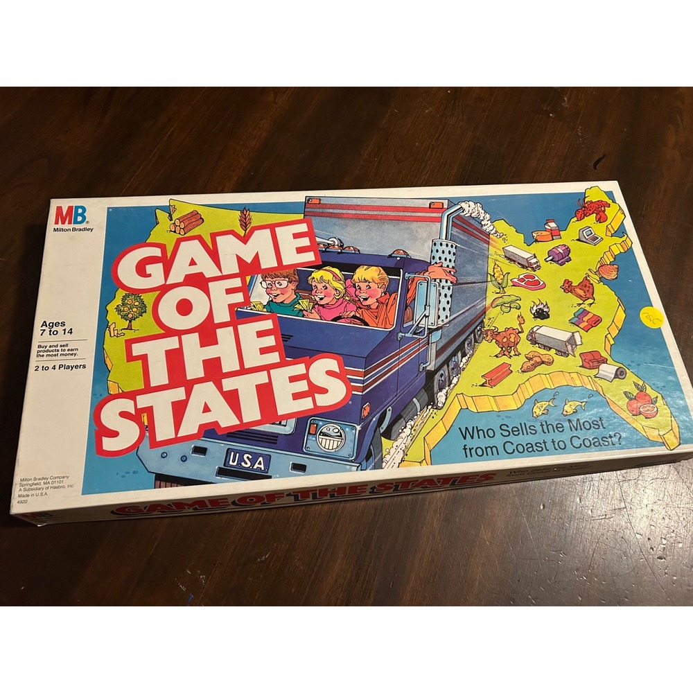 Vintage Milton Bradley Game of the States Board Game 1980s Edition 4920 USA Map